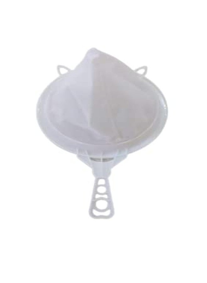 Hookcart Extra Large Double Mesh Milk & Water Strainer for Kitchen | Big Size Chalni with Long Handle 37 cm, 24.5 cm Diameter | White | Pack of 1 - Image 2